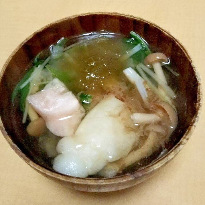 出汁取り無しで作る 餅入りお吸い物